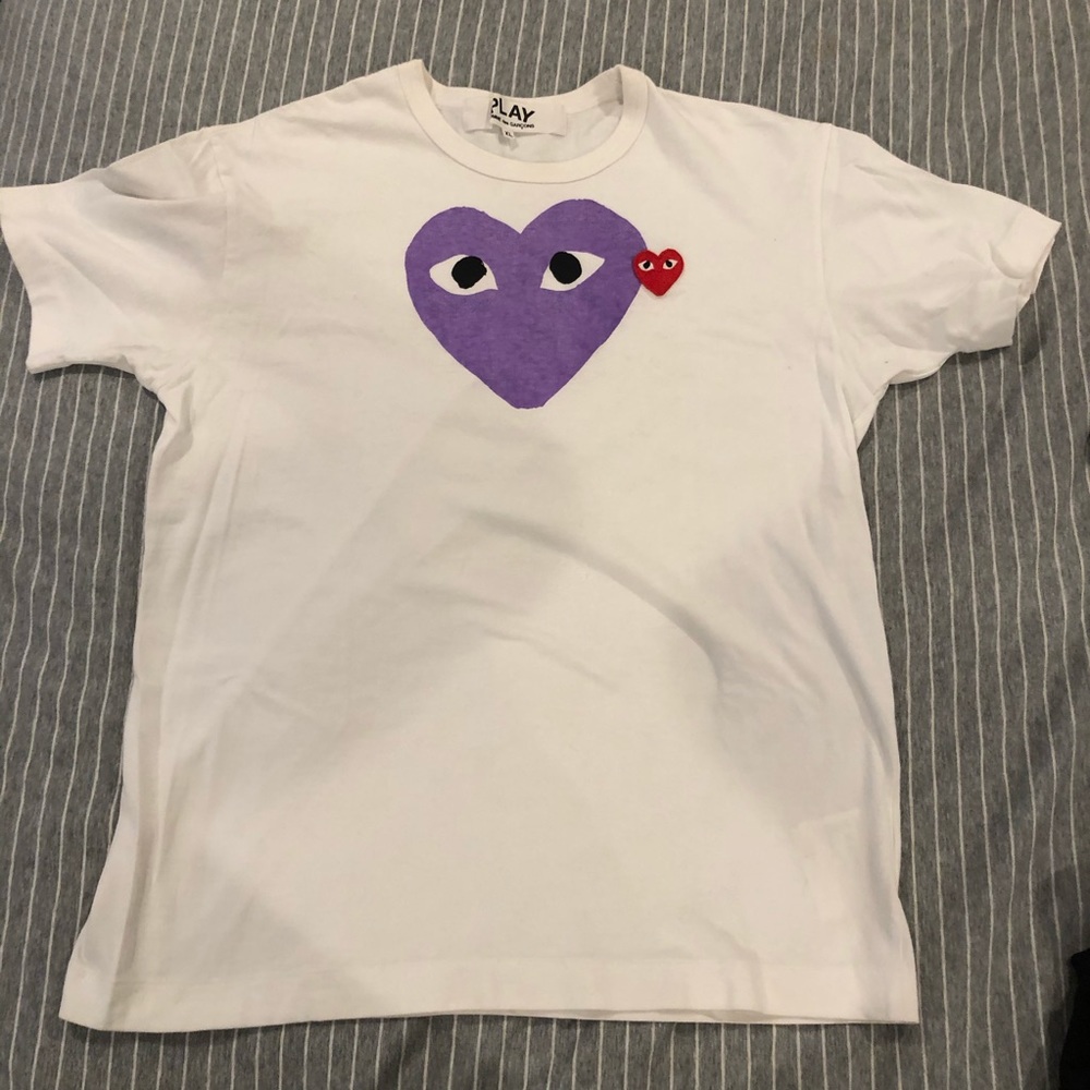 Comme des Garçons Play Tee - Lavender & Red Hearts
